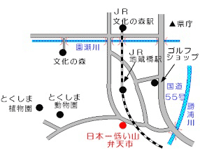 日本一低い山 弁天市の地図画像（外部サイト）